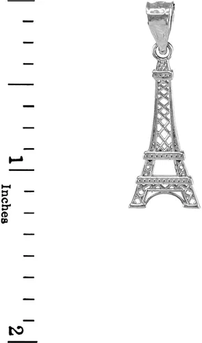 Vista 2 de Collar con colgante de la torre Eiffel de plata de ley 925