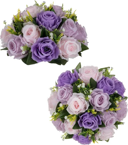 Vista 19 de BLOSMON Bolas de Flores para Bodas, Centros de Mesa de Rosas, 2 Piezas, Flores Artificiales Negras, Bolas Florales Colgantes, Decoración de Arreglos