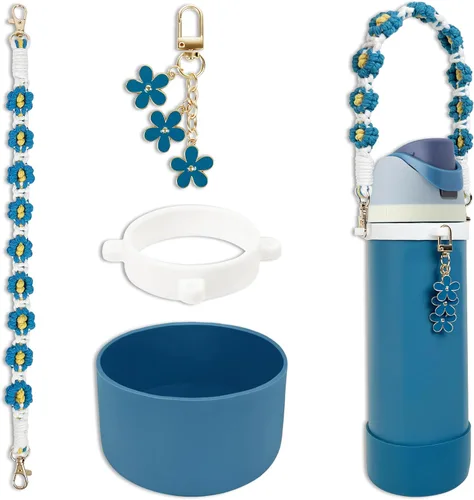 Vista 8 de Juego de fundas de silicona para botella de agua Owala de 24 oz, 32 oz, 40 oz - Incluye funda antideslizante y correa con asa para botella de agua