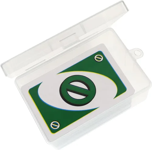 Vista 2 de Funda de plástico UNO para tarjetas compatible con 112 piezas de juego de cartas Classic Mattel UNO, caja de almacenamiento de alta capacidad