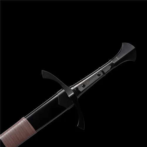 Vista 7 de Fidestisan Espada Medieval Claymore de 45 pulgadas Hecha a Mano Espadas Largas Reales Hoja Negra de Espiga Completa Autoensamblaje Desmontable