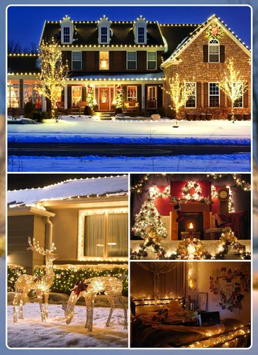 Vista 6 de Minetom Guirnalda de luces de Navidad C9, luces LED comerciales de Navidad para exteriores de 100 pies con 100 bombillas C9 de fresa, impermeables