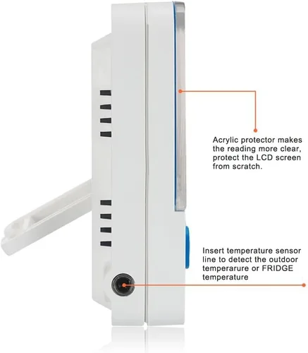 Vista 5 de Termómetro digital para nevera con soporte magnético y soporte calibrado para congelador con alarma LED, memoria máxima/mínima, rango de -58°F a