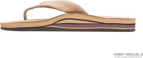 Vista 2 de Rainbow - Sandalias de cuero para hombre, doble capa con arco y banda ancha