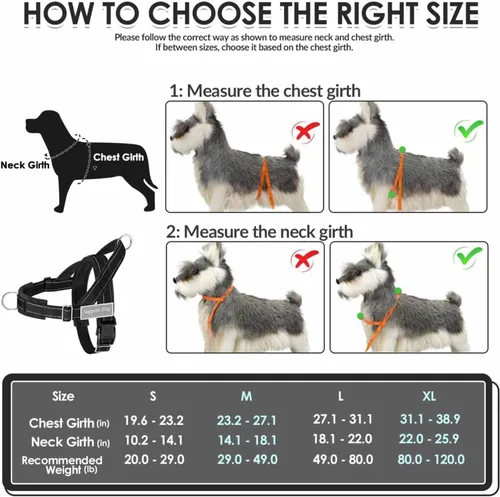 Vista 5 de Lukovee Juego de arnés y correa para perro sin tirones, chaleco acolchado suave ajustable con clip frontal para un fácil control, arnés reflectante