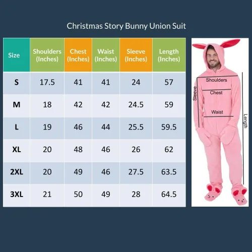 Vista 9 de Briefly Stated Disfraz de pijama unisex para adultos con diseño de conejito de historia de Navidad
