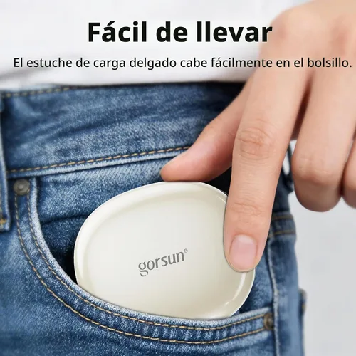 Vista 5 de Auriculares Bluetooth de oreja abierta, inalámbricos, con control táctil, diseño ligero, Bluetooth 6.0, tiempo de reproducción de 20 horas Beige