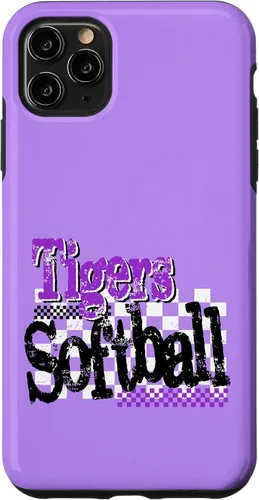 Vista 13 de Tigers Softball Mom Purple Tiger Pride Game Day School Case for iPhone 17