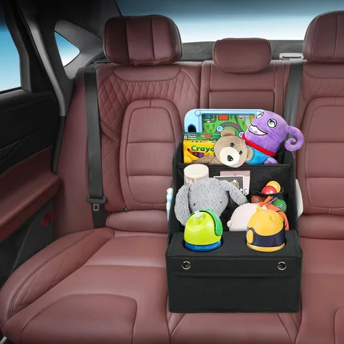 Vista 6 de MULISOFT Organizador de asiento de automóvil, organizador de asiento trasero con 11 compartimentos de almacenamiento y 2 portavasos, organizadores