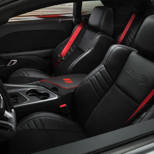 Vista 3 de Funda para reposabrazos de consola central de automóvil para Dodge Challenger 2015-2018 2019 2020 2021 2022 2023, de piel, antiarañazos, protector