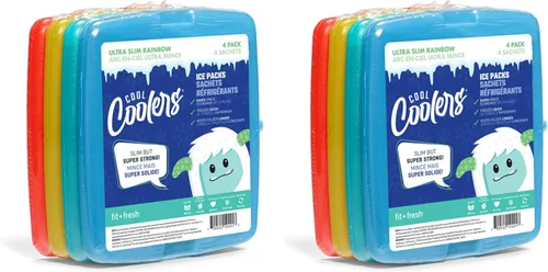 Vista 11 de Cool Coolers by Fit + Fresh, 4 Pack Slim Ice Packs, Space Saving Reusable Ice Packs for Lunch Boxes or Coolers
