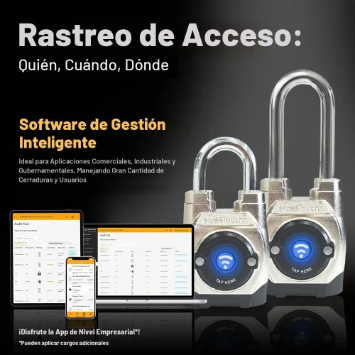 Vista 4 de 5ª generación - Candado inteligente para exteriores – (diseño único, anticorte) Bluetooth y NFC sin llave, seguridad resistente a la intemperie