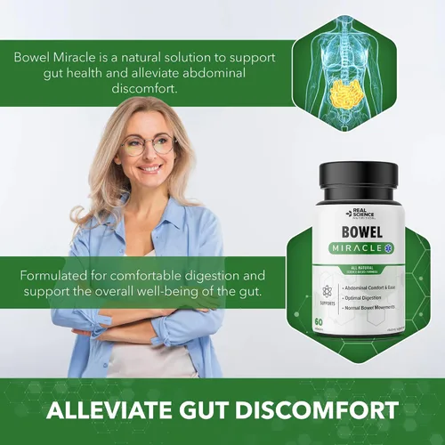 Vista 4 de Real Science Bowel Miracle - Suplemento de apoyo intestinal para comodidad digestiva y bienestar intestinal, con Vinitrox, GABA y vitaminas