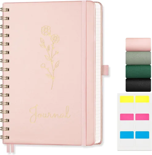 Vista 17 de EMSHOI Cuaderno de espiral con puntos, tapa dura de cuero, papel grueso de 3.53 oz/m², cuaderno de cuadrícula de puntos de 0.197 in para diario