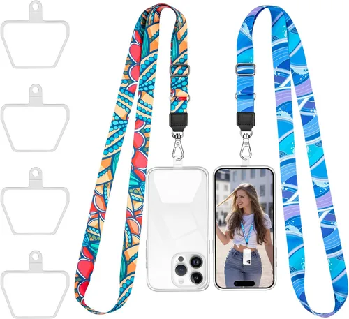 Vista 19 de Doormoon Cordón para teléfono, correa ajustable universal para el cuello, para llaves, insignias de identificación, cordón para teléfono celular