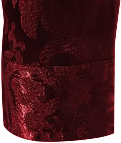 Vista 6 de Camisa de seda satinada para hombre, camisa de vestir de cachemira, ajustada, camisa de jacquard floral para fiesta, graduación, boda, camisas