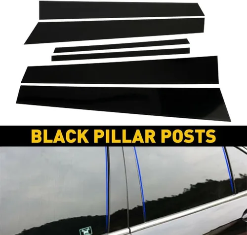 Vista 2 de Juego de 6 piezas de cubierta de poste de pilar de color negro brillante compatible con Accord EX-L HFP SE Sedan 2008-2012