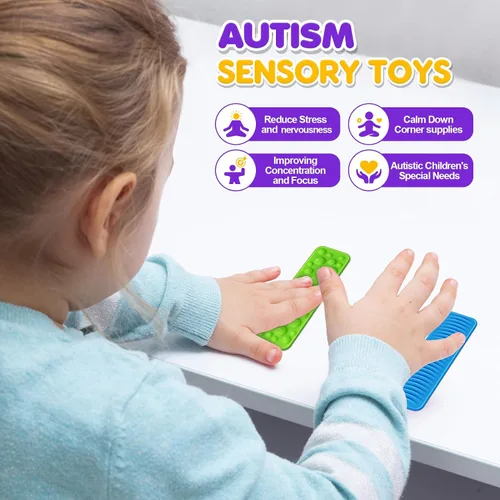 Vista 3 de Juguetes sensoriales para niños y adultos: paquete de 8 juguetes de succión texturizados para niños con autismo, calmantes - pegatinas sensoriales