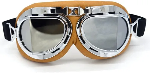 Vista 14 de Gafas Vintage para Motocicleta Antivaho y Antiimpacto Protección UV Gafas de Aviador Piloto, Adulto Carreras Voladores Equitación Arena y Polvo