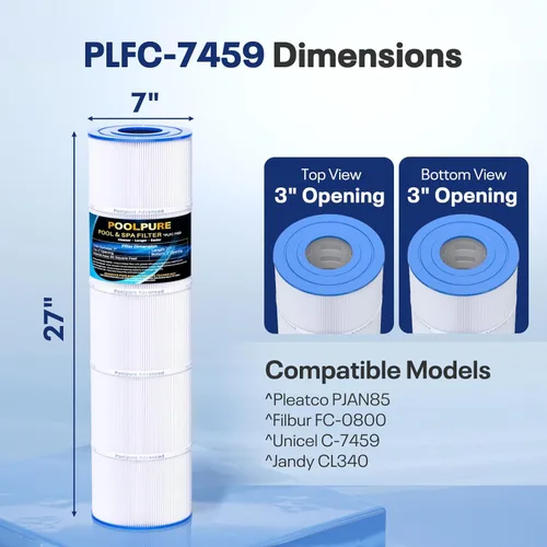 Vista 2 de POOLPURE El filtro C-7459 reemplaza a Jandy CL 340, PJAN85, Ultral-A8, Unicel C-7459, Filbur FC-6405, Filbur FC-0800, A0557900, R0554500, Aladdin