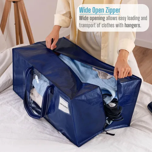Vista 2 de VENO Paquete de 6 bolsas de mudanza resistentes, bolsas de embalaje con ventana transparente, alternativa a las cajas de mudanza, contenedores