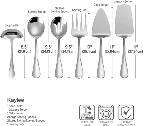 Vista 3 de Gourmet Basics by Mikasa 5181046 Kaylee Juego de 8 piezas de acero inoxidable para servir