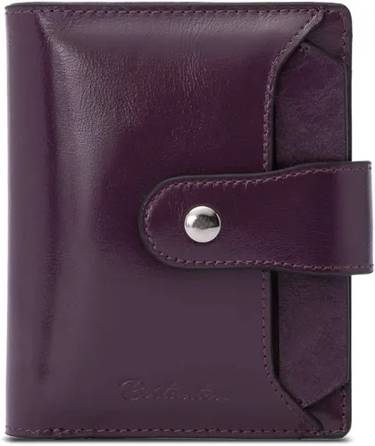 Vista 31 de BOSTANTEN Cartera de piel para mujer, con bloqueo RFID, pequeña, plegable, con bolsillo con cremallera, tarjetero, con ventana de identificación