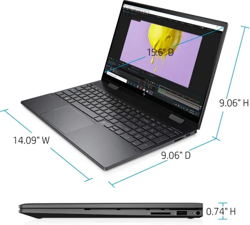 Vista 7 de Laptop HP Envy x360 2020 2 en 1, pantalla táctil Full HD de 15.6 pulgadas, procesador AMD Ryzen 5 4500U de hasta 4.0 GHz, memoria de 8 GB, SSD PCIe