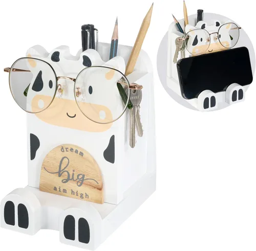 Vista 14 de I'm - Soporte multiusos de madera para lentes, teléfono, pluma y lápiz, accesorios de escritorio, decoración de escritorio, hogar, oficina Oso