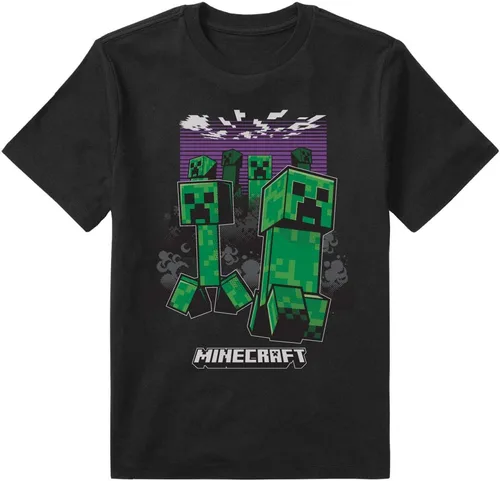 Vista 3 de Minecraft T Shirt Boys Creeper Inside Black OR Grey Short Sleeve Gamer Top