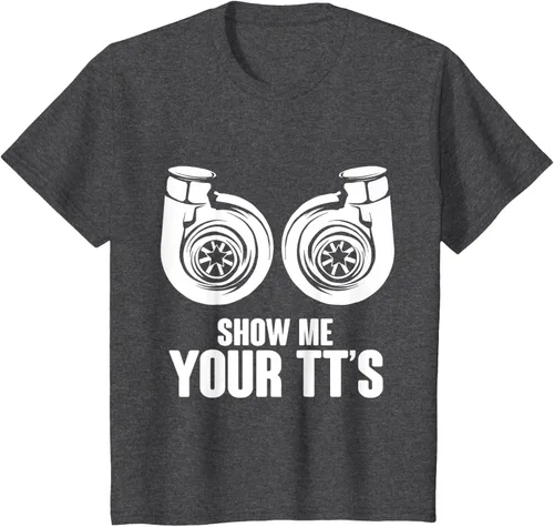 Vista 25 de Funny Show Me Your TT's Twin Turbo Car Racing Camiseta, Negro, S