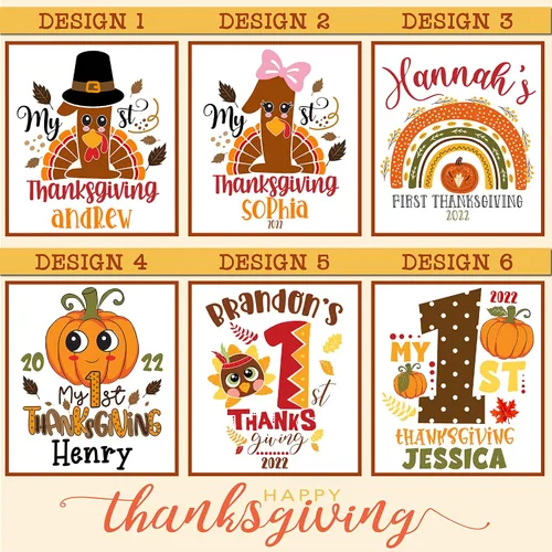 Vista 2 de Disfraz personalizado de Acción de Gracias para bebé niño mamelucos personalizados para recién nacidos con pavo y calabaza para bebés niñas mi