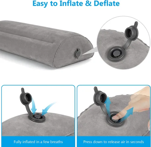 Vista 6 de USHMA Almohada inflable, almohada de media luna para piernas, rodillas, espalda baja y cabeza Almohada semi enrollable para cama, dormir