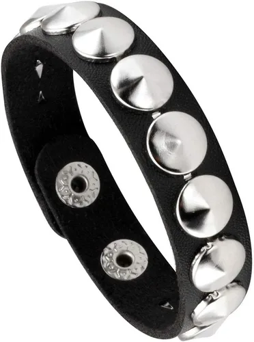Vista 4 de Eigso 3 pulseras punk de cuero para hombres y mujeres de Rock Rivet Wrap Retro Spike pulsera ajustable