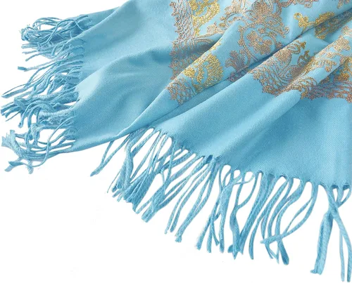 Vista 3 de Urban CoCo Chal bordado de gran tamaño con borlas para mujer
