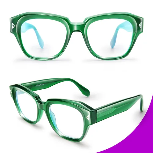Vista 2 de VISOONE Lightweight TR90 Square Frame Gaming Anti Glare Computer Glasses Verde albahaca
