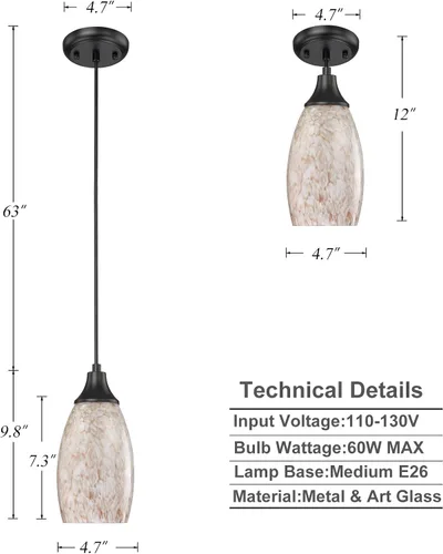 Vista 4 de karyfine Luces colgantes de vidrio de leche para isla de cocina, mini colgante de cristal, lámpara de cristal con cable ajustable negro para cocina