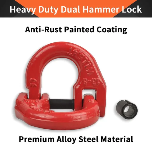 Vista 7 de Eslabón de Acoplamiento Hammerlock de Acero Aleado Grado 80 de 1/2", Bloqueo de Martillo para Enganche de Remolque, Adaptador Conector de Eslabón