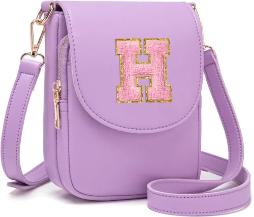 Vista 26 de Viverte Bolso Cruzado para Niñas Adolescentes Pequeñas, Bolso Inicial para Celular, Pequeña Cartera para Niños Pequeños, Bolso de Cuero con Tres