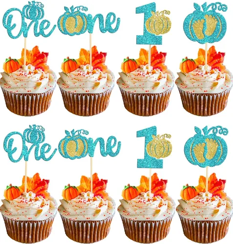 Vista 10 de Rsstarxi Paquete de 36 adornos para cupcakes de calabaza pequeña, revelación de género, baby shower, fiesta, decoración de tartas, calabaza