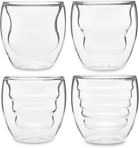 Vista 6 de Curva Artisan Series - Vasos y vasos de doble pared, juego de 4 vasos únicos de 8 onzas con aislamiento térmico