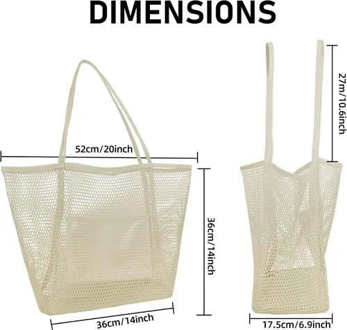 Vista 2 de Bolso de playa de malla para mujer, bolso de hombro plegable casual para picnic, vacaciones