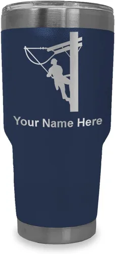 Vista 31 de LaserGram Taza aislada al vacío de 20 onzas, Lineman, grabado personalizado incluido (negro)