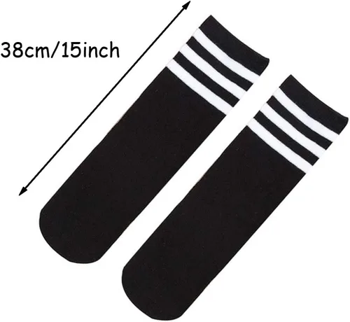 Vista 2 de 6 pares de calcetines de fútbol hasta la rodilla para niños, calcetines de uniforme deportivo juvenil, calcetines a rayas para niños de 8 a 12 años