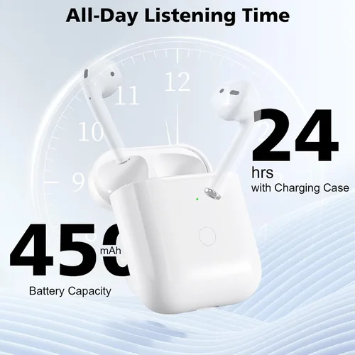 Vista 4 de Funda de carga inalámbrica compatible con AirPod 1 2, Air Pods 1 2, funda de cargador de repuesto con botón de sincronización de emparejamiento