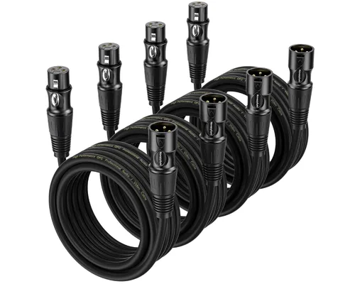 Vista 9 de XLR Cables 3 pies 4 paquetes – Cable de micrófono macho a hembra con 3 pines equilibrados XLR cables de altavoz XLR cable de micrófono