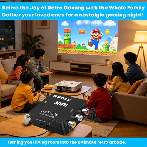 Vista 7 de RCA a HDMI AV a HDMI Convertidor 1080P Mini RCA compuesto CVBS Video Audio Converter Adapter Supporting PAL NTSC with USB Charge Cable for PC