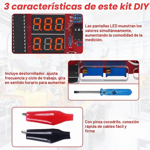 Vista 6 de MiOYOOW Kit de Práctica de Soldadura, Kit de Generador de Señal Ajustable PWM DIY, Probador de Voltaje y Corriente, Kit de Proyecto Electrónico, Kit