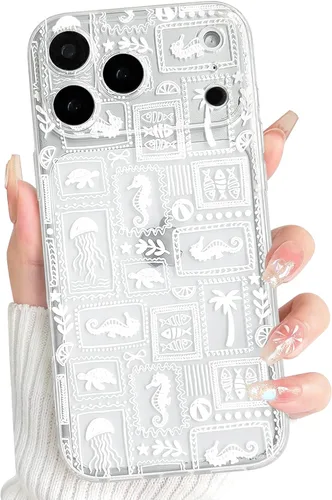 Vista 71 de NITITOP Funda para iPhone 13 Clear Sea Animal - Pez negro Pescado Negro