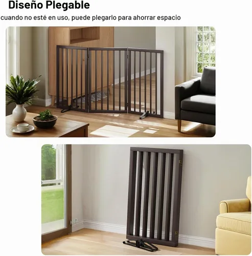 Vista 3 de Puerta para perros de 32 pulgadas de alto, puerta independiente para perros, para escaleras, puerta plegable para mascotas para perros